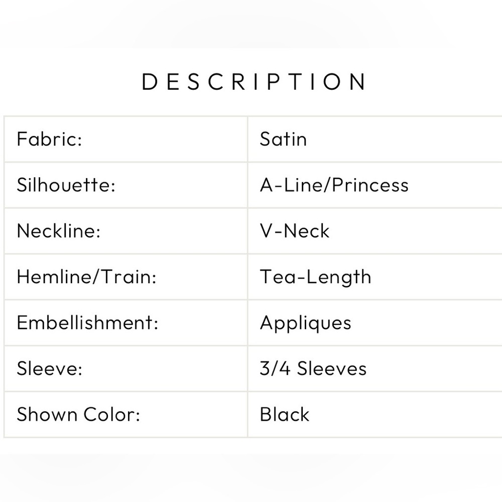 Elegant V-Neck A Line Tea Length Dress With Appliques and Pockets in Black - Picture 11 of 11